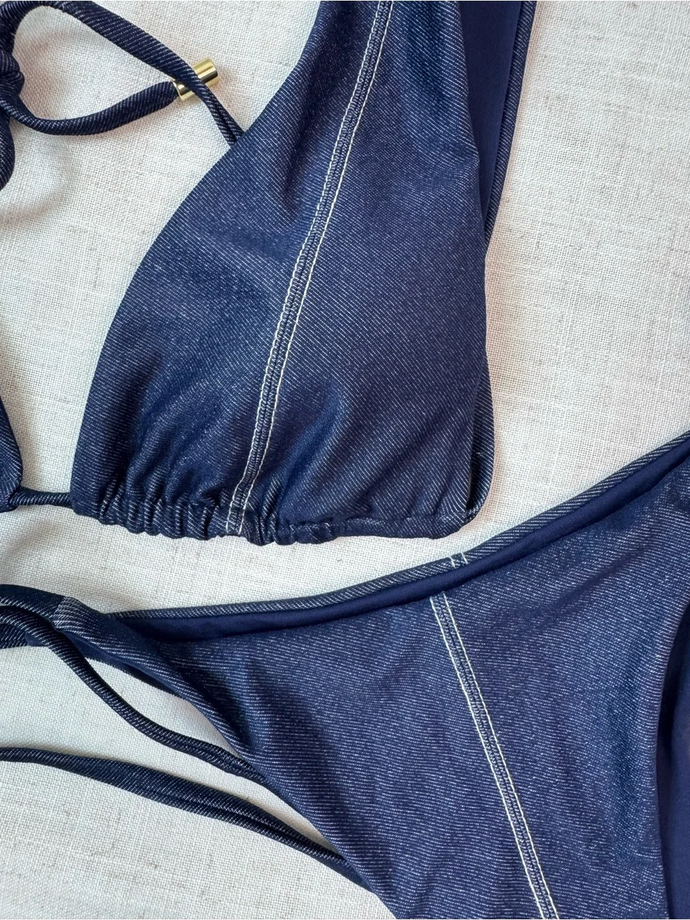 Monday Swimwear Palm Springs Top & Palma Bottom Blue Denim Set M